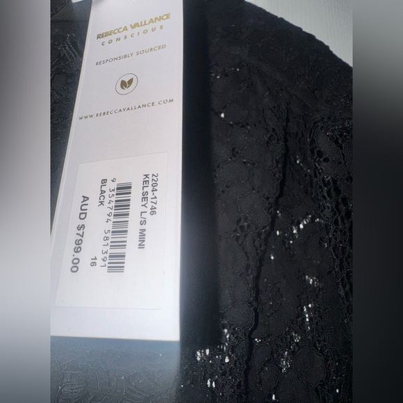 Rebecca Vallance Women's Black Kelsey Lace Minidress Size 12 Formal - Picture 10 of 11